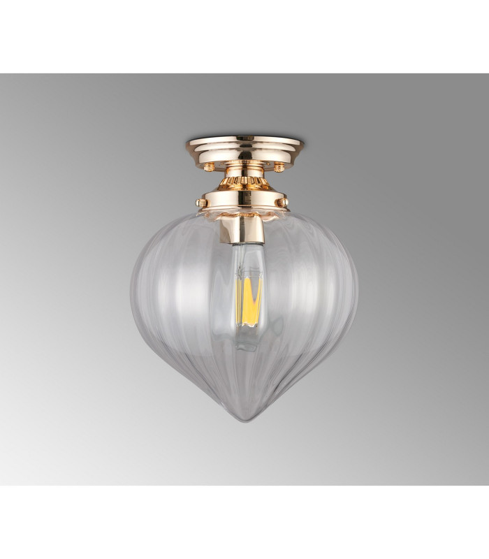 Afton 23cm Flush Ceiling LightFlower Bud Shade 1 x E27 French Gold/Clear-7