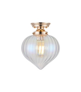 Afton 23cm Flush Ceiling LightFlower Bud Shade 1 x E27 French Gold/Iridescent Faded-1