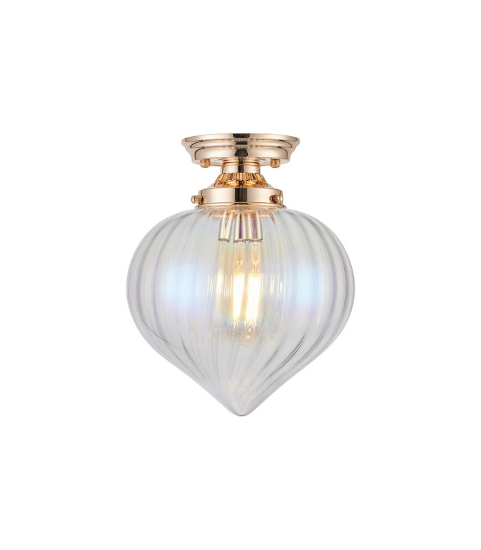 Afton 23cm Flush Ceiling LightFlower Bud Shade 1 x E27 French Gold/Iridescent Faded-1