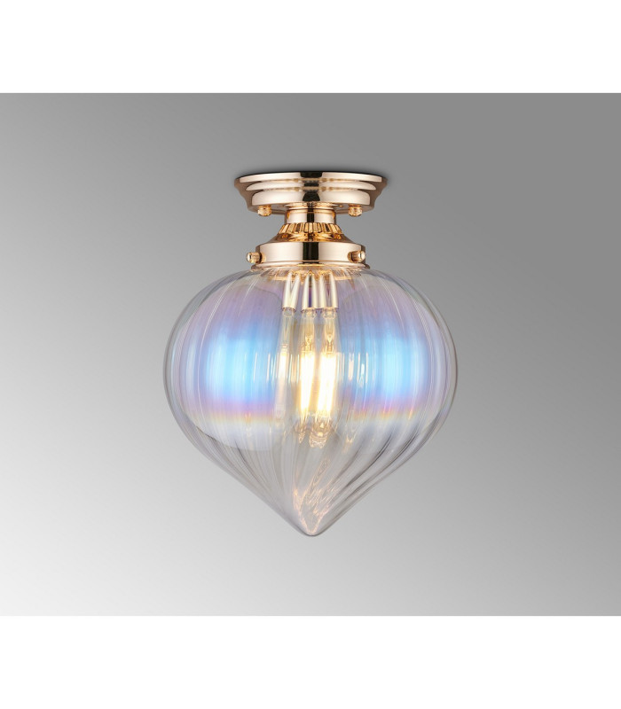 Afton 23cm Flush Ceiling LightFlower Bud Shade 1 x E27 French Gold/Iridescent Faded-3