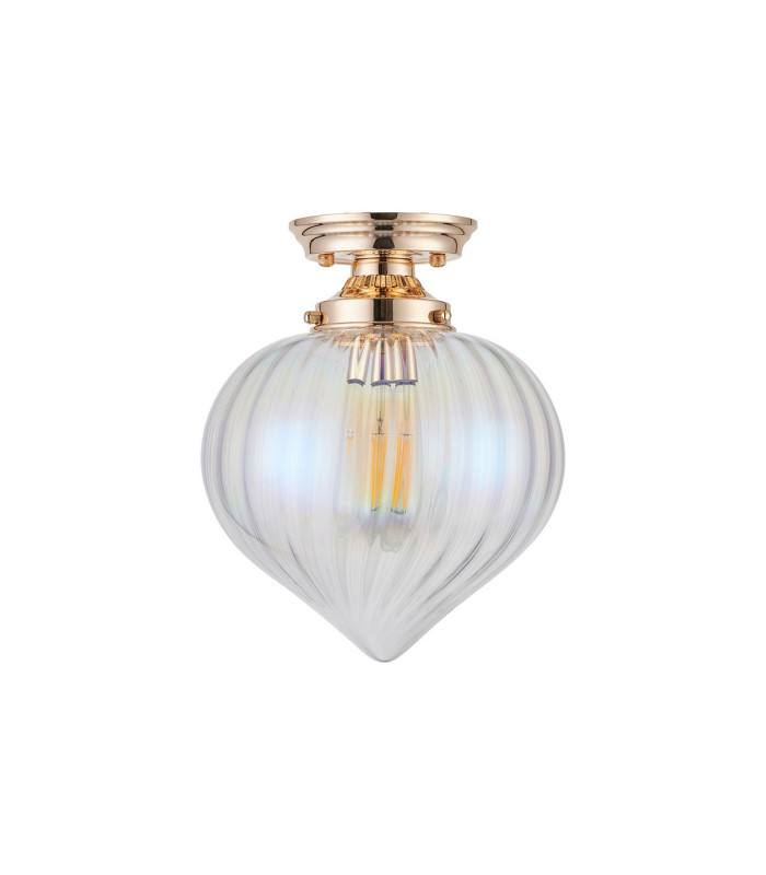 Afton 23cm Flush Ceiling LightFlower Bud Shade 1 x E27 French Gold/Iridescent Faded-4