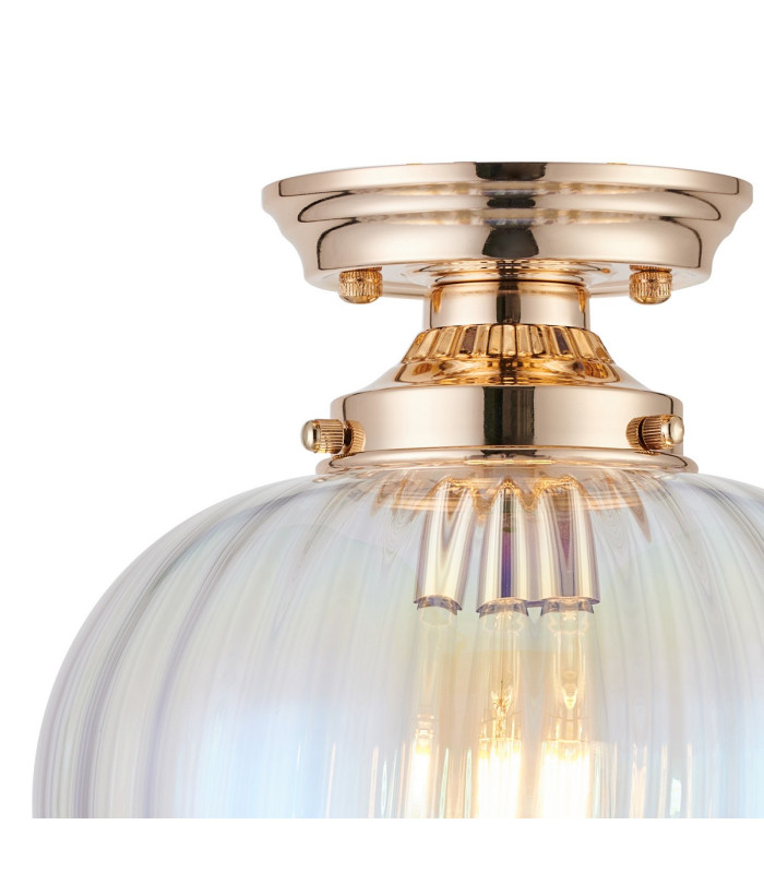 Afton 23cm Flush Ceiling LightFlower Bud Shade 1 x E27 French Gold/Iridescent Faded-5