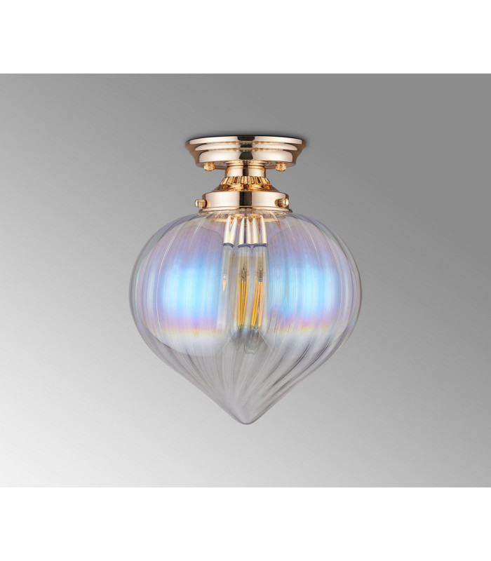 Afton 23cm Flush Ceiling LightFlower Bud Shade 1 x E27 French Gold/Iridescent Faded-7