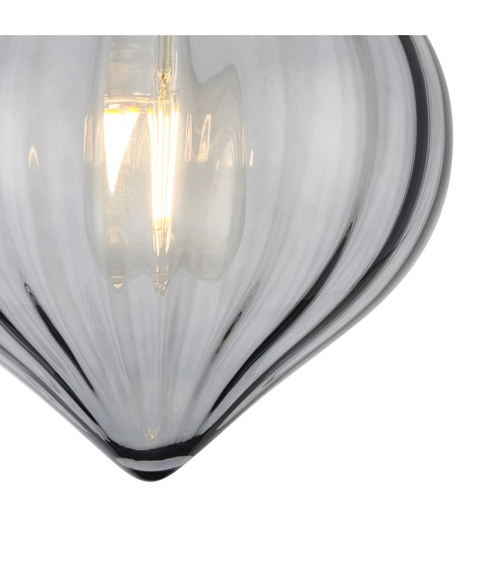 Afton 23cm Flush Ceiling LightFlower Bud Shade 1 x E27 French Gold/Smoke-6
