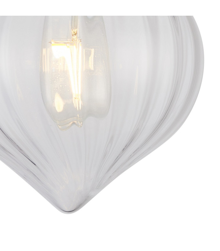 Afton 23cm Flush Ceiling LightFlower Bud Shade 1 x E27 Polished Nickel/Clear-6