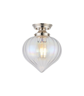 Afton 23cm Flush Ceiling LightFlower Bud Shade 1 x E27 Polished Nickel/Iridescent Faded-1
