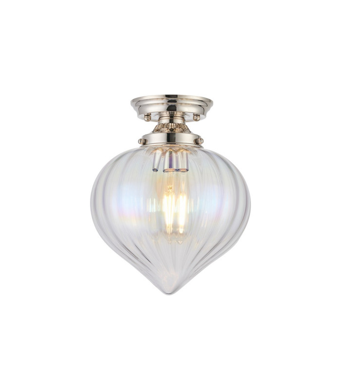 Afton 23cm Flush Ceiling LightFlower Bud Shade 1 x E27 Polished Nickel/Iridescent Faded-1