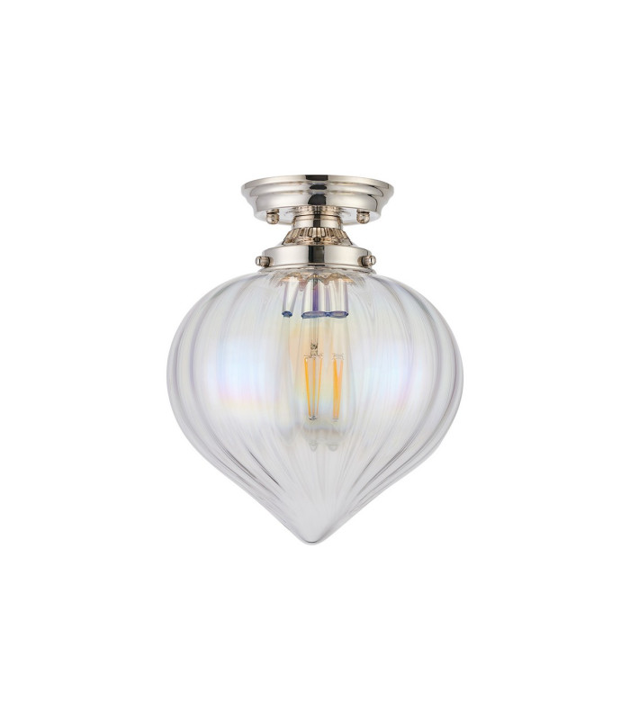 Afton 23cm Flush Ceiling LightFlower Bud Shade 1 x E27 Polished Nickel/Iridescent Faded-4
