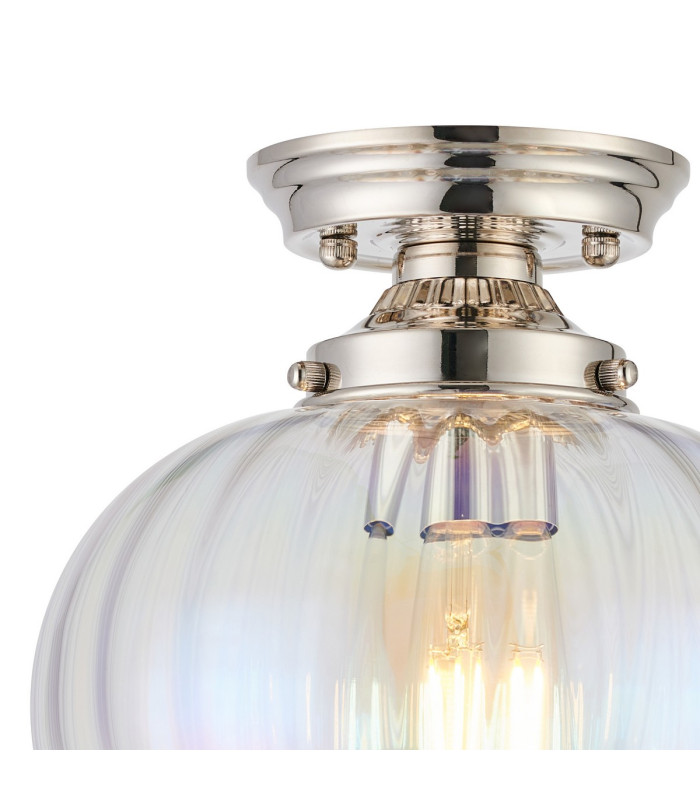 Afton 23cm Flush Ceiling LightFlower Bud Shade 1 x E27 Polished Nickel/Iridescent Faded-5