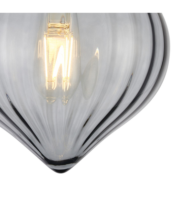 Afton 23cm Flush Ceiling LightFlower Bud Shade 1 x E27 Polished Nickel/Smoke-6
