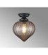 Afton 23cm Flush Ceiling LightFlower Bud Shade 1 x E27 Satin Black/Cognac-3