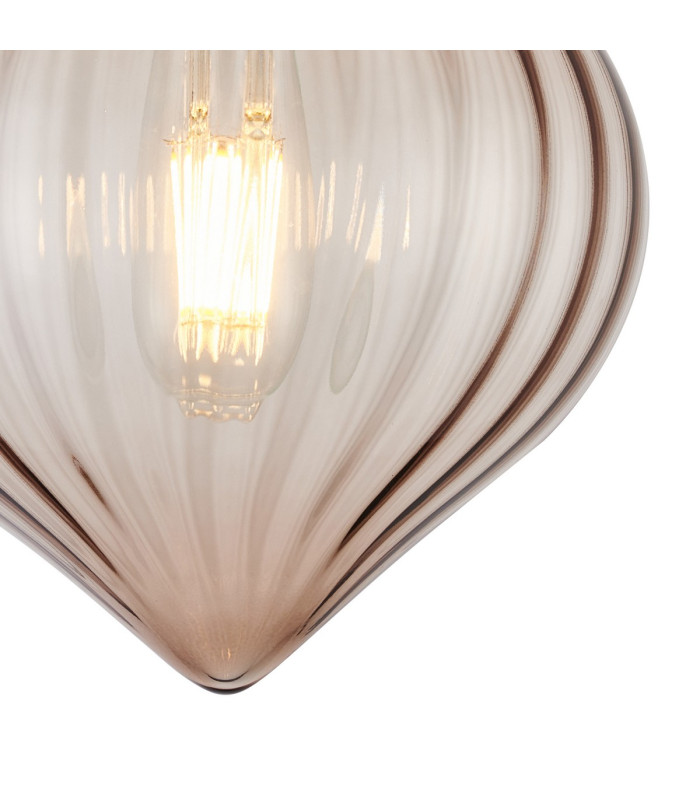 Afton 23cm Flush Ceiling LightFlower Bud Shade 1 x E27 Satin Black/Cognac-6