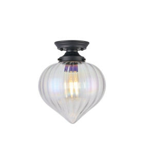 Afton 23cm Flush Ceiling LightFlower Bud Shade 1 x E27 Satin Black/Iridescent Faded-1