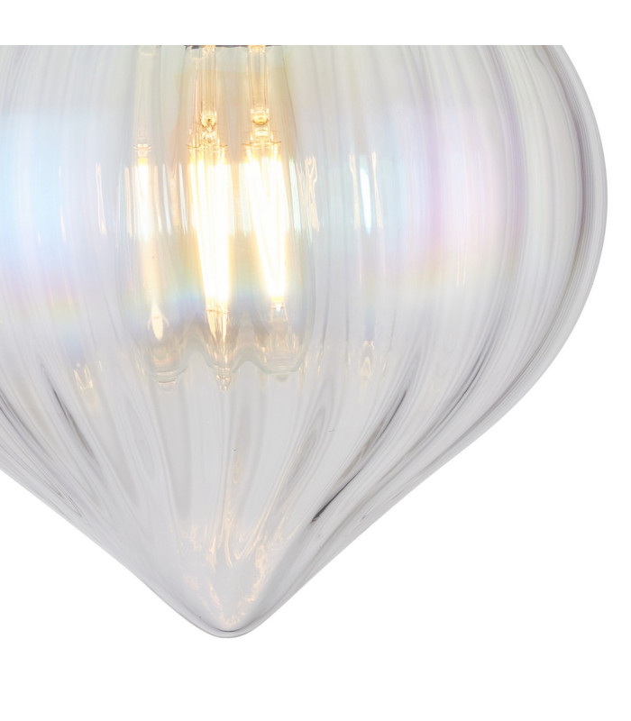 Afton 23cm Flush Ceiling LightFlower Bud Shade 1 x E27 Satin Black/Iridescent Faded-6