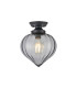 Afton 23cm Flush Ceiling LightFlower Bud Shade 1 x E27 Satin Black/Smoke-1