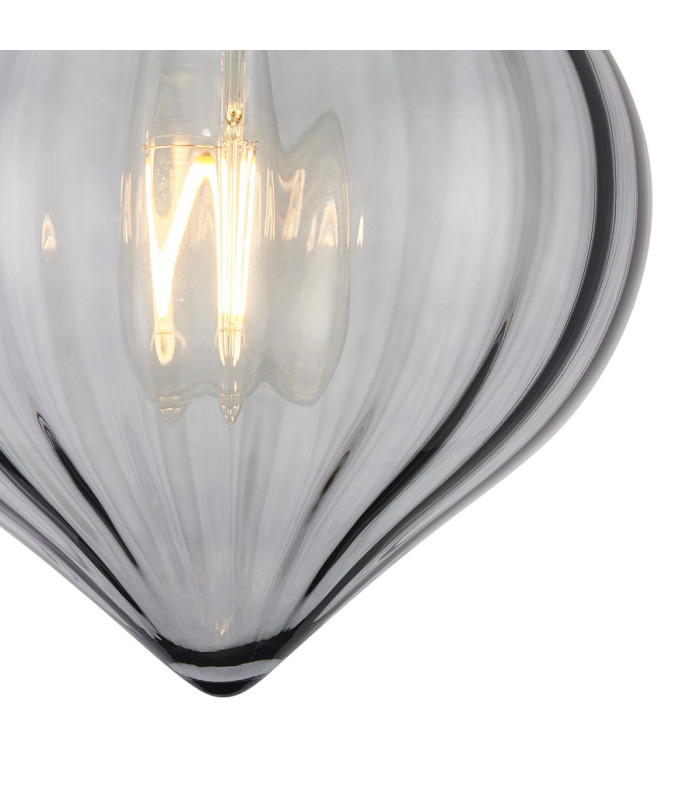 Afton 23cm Flush Ceiling LightFlower Bud Shade 1 x E27 Satin Black/Smoke-6