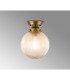Afton Flush Ceiling Light20cm Acorn Ribbed Glass 1 x E27 Antique Brass/Clear-3