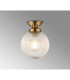 Afton Flush Ceiling Light20cm Acorn Ribbed Glass 1 x E27 Brass/Clear-3
