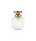 Afton Flush Ceiling Light20cm Acorn Ribbed Glass 1 x E27 Brass/Clear-4