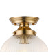Afton Flush Ceiling Light20cm Acorn Ribbed Glass 1 x E27 Brass/Clear-5