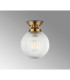 Afton Flush Ceiling Light20cm Acorn Ribbed Glass 1 x E27 Brass/Clear-7