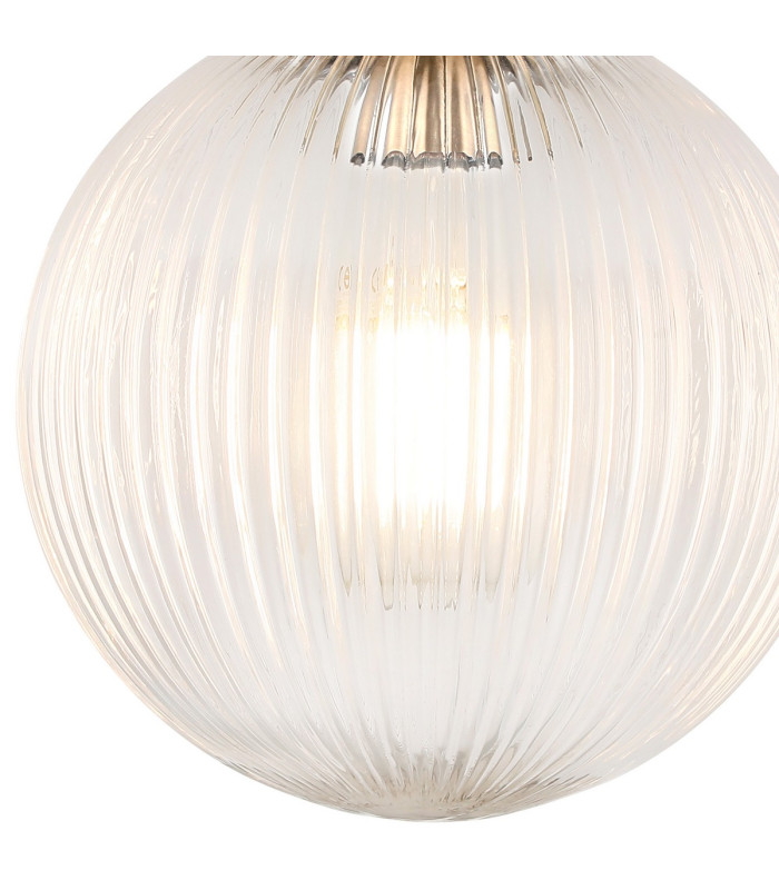 Afton Flush Ceiling Light20cm Acorn Ribbed Glass 1 x E27 French Gold/Clear-6