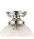 Afton Flush Ceiling Light20cm Acorn Ribbed Glass 1 x E27 Polished Nickel/Clear-5