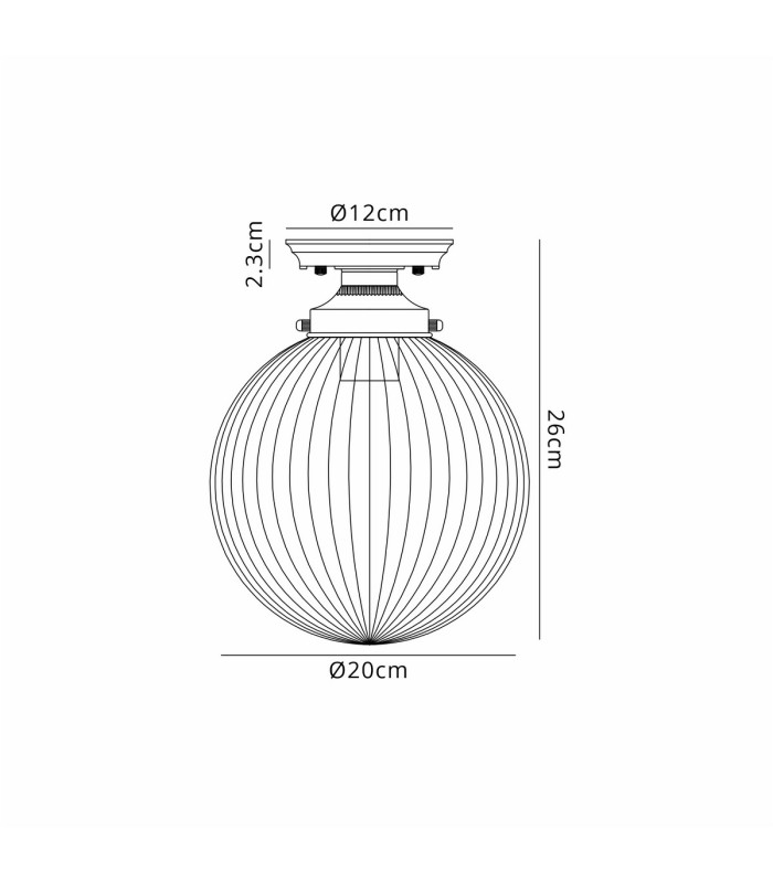 Afton Flush Ceiling Light20cm Acorn Ribbed Glass 1 x E27 Satin Black/Clear-2