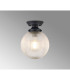 Afton Flush Ceiling Light20cm Acorn Ribbed Glass 1 x E27 Satin Black/Clear-3
