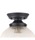 Afton Flush Ceiling Light20cm Acorn Ribbed Glass 1 x E27 Satin Black/Clear-6