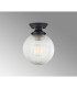 Afton Flush Ceiling Light20cm Acorn Ribbed Glass 1 x E27 Satin Black/Clear-8