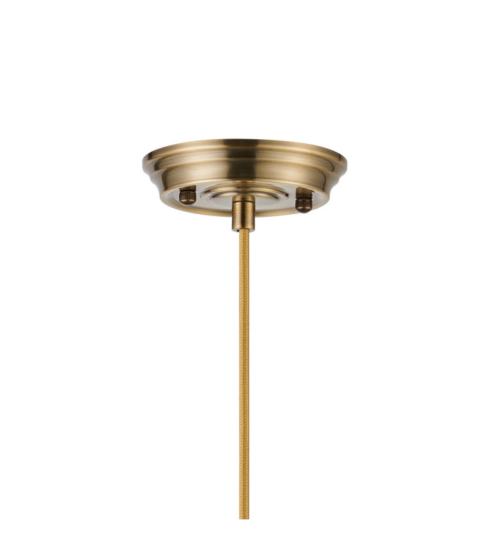 Afton 23cm Single Pendant Flower Bud Shade 1 x E27 Antique Brass/Golden Brown Braided Cable/Cognac-6