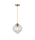 Afton 23cm Single Pendant Flower Bud Shade 1 x E27 Antique Brass/Golden Brown Braided Cable/Clear-4