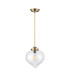 Afton 23cm Single Pendant Flower Bud Shade 1 x E27 Antique Brass/Golden Brown Braided Cable/Clear-5