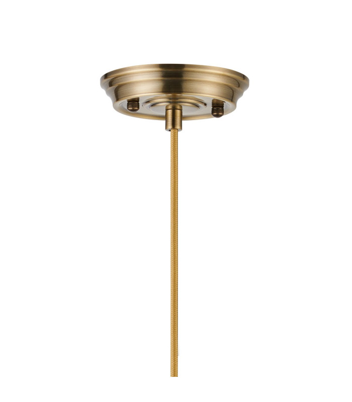 Afton 23cm Single Pendant Flower Bud Shade 1 x E27 Antique Brass/Golden Brown Braided Cable/Clear-6