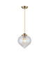 Afton 23cm Single Pendant Flower Bud Shade 1 x E27 Antique Brass/Golden Brown Braided Cable/Iridescent Faded-4