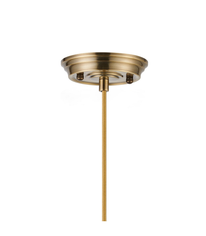 Afton 23cm Single Pendant Flower Bud Shade 1 x E27 Antique Brass/Golden Brown Braided Cable/Iridescent Faded-6
