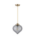 Afton 23cm Single Pendant Flower Bud Shade 1 x E27 Antique Brass/Golden Brown Braided Cable/Smoke-5