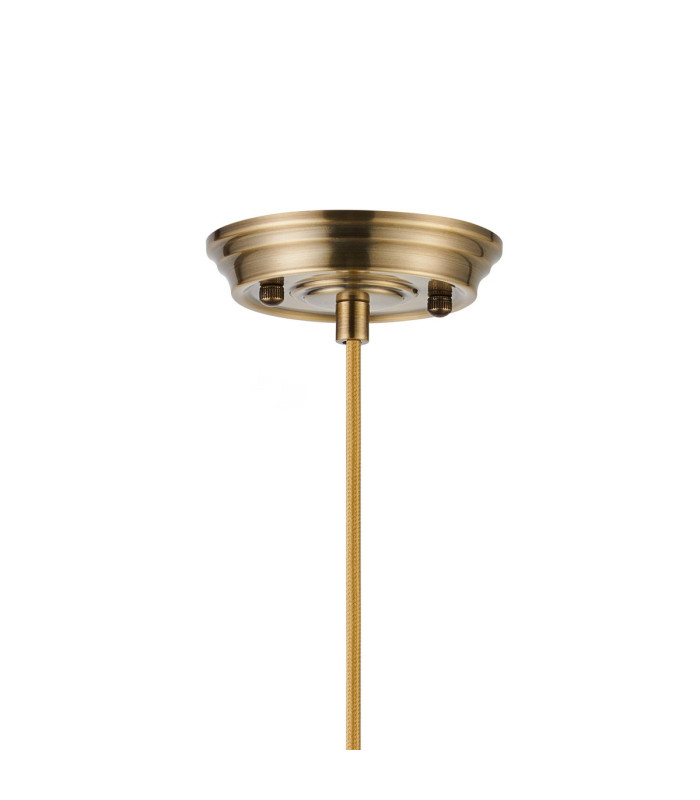 Afton 23cm Single Pendant Flower Bud Shade 1 x E27 Antique Brass/Golden Brown Braided Cable/Smoke-6