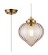 Afton 23cm Single Pendant Flower Bud Shade 1 x E27 Brass/Pale Gold Twisted Cable/Cognac-1