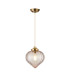 Afton 23cm Single Pendant Flower Bud Shade 1 x E27 Brass/Pale Gold Twisted Cable/Cognac-4