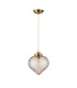 Afton 23cm Single Pendant Flower Bud Shade 1 x E27 Brass/Pale Gold Twisted Cable/Cognac-5