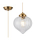 Afton 23cm Single Pendant Flower Bud Shade 1 x E27 Brass/Pale Gold Twisted Cable/Clear-1