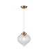 Afton 23cm Single Pendant Flower Bud Shade 1 x E27 Brass/Pale Gold Twisted Cable/Clear-4
