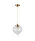 Afton 23cm Single Pendant Flower Bud Shade 1 x E27 Brass/Pale Gold Twisted Cable/Clear-5