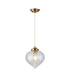 Afton 23cm Single Pendant Flower Bud Shade 1 x E27 Brass/Pale Gold Twisted Cable/Iridescent Faded-4