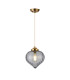 Afton 23cm Single Pendant Flower Bud Shade 1 x E27 Brass/Pale Gold Twisted Cable/Smoke-4