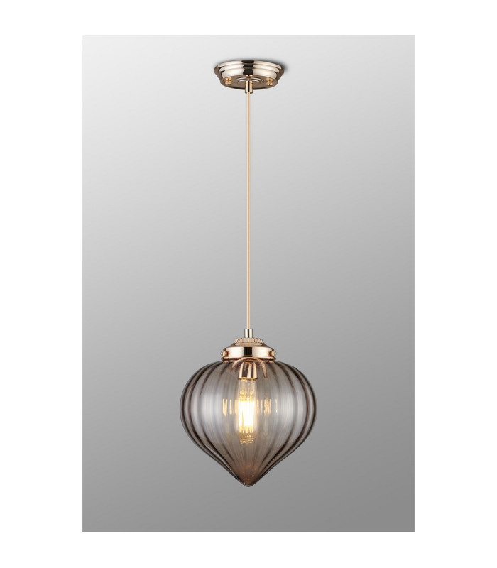 Afton 23cm Single Pendant Flower Bud Shade 1 x E27 French Gold/Gold Braided Cable/Cognac-3