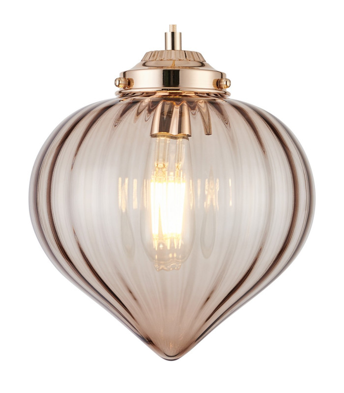 Afton 23cm Single Pendant Flower Bud Shade 1 x E27 French Gold/Gold Braided Cable/Cognac-7
