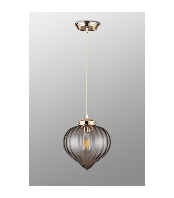 Afton 23cm Single Pendant Flower Bud Shade 1 x E27 French Gold/Gold Braided Cable/Cognac-8